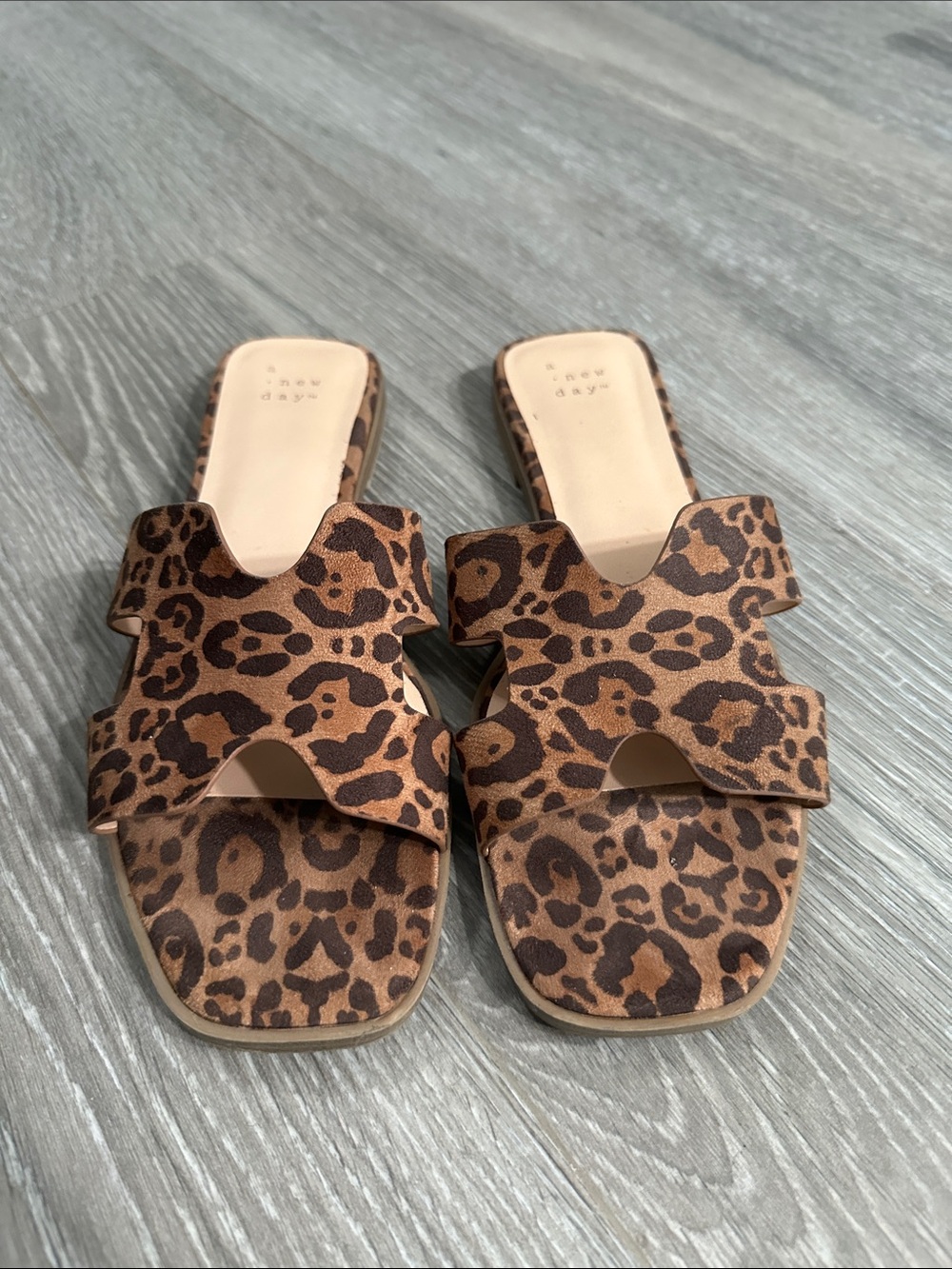 a new day Leopard Print Slide Sandals - Brown